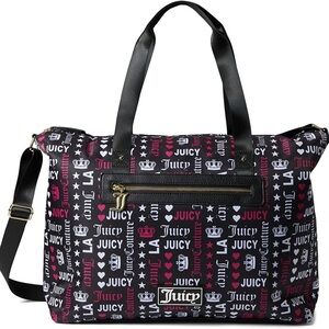 Juicy Couture Large Overnight Weekender Tote Play On Words Printed Logo OOP